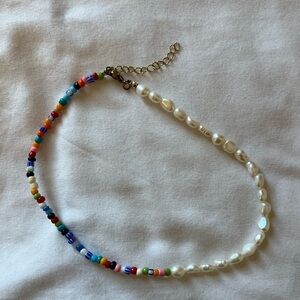 Colorful Beaded Necklace with Pearls